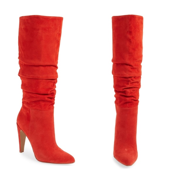 Smokin' Hot Steve Madden Red Suede Slouchy Boot - Picture 3 of 7
